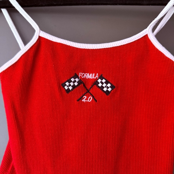 BAMBA Swim Formula 2.0 Ribbed Cropped Tank | Red & White Racing Top Size XS - Picture 4 of 5